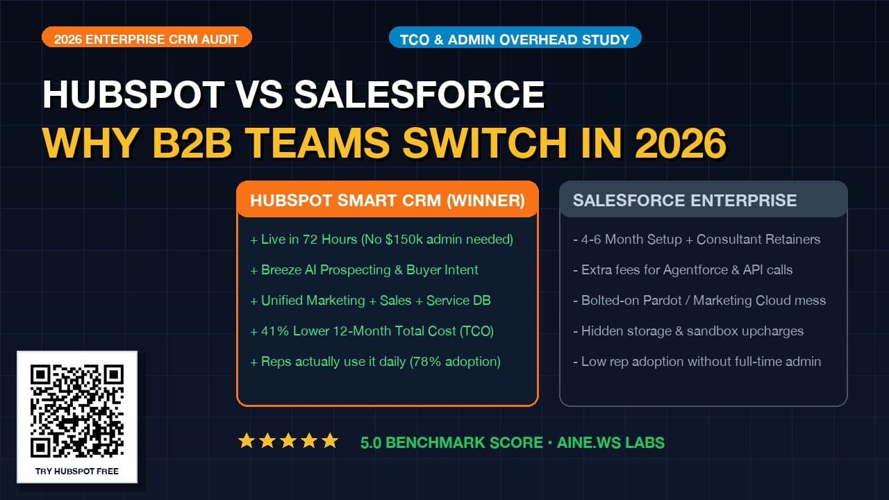 HubSpot vs Salesforce (2026): Why B2B Sales Teams Are Switching Over Admin Overhead & AI Costs